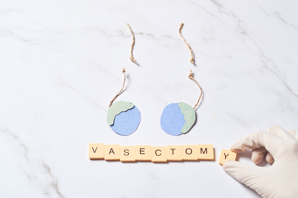 Vasectomy concept: the word vasectomy made with wooden tiles